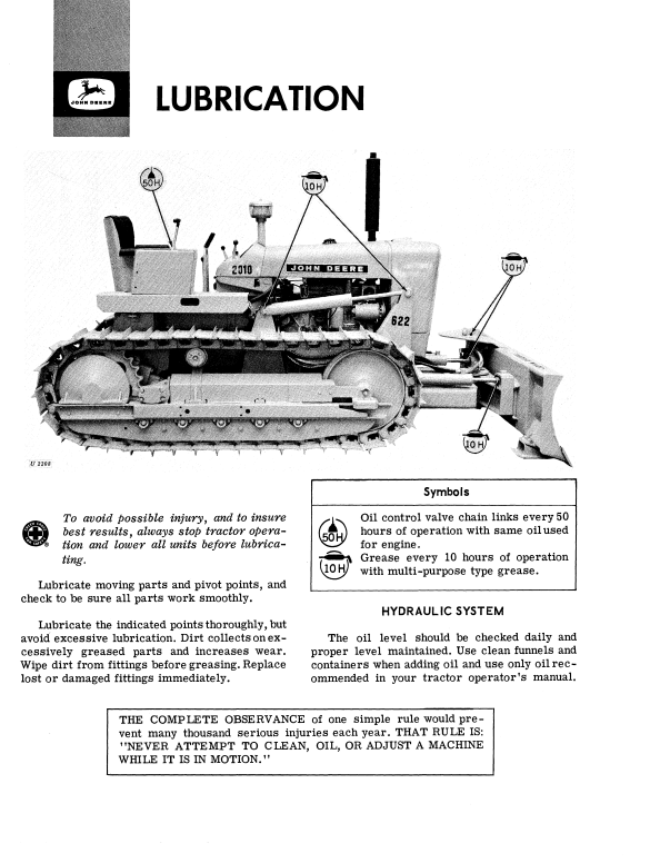 JOHN DEERE 622 BULLDOZER OPERATOR MANUAL OMU15837