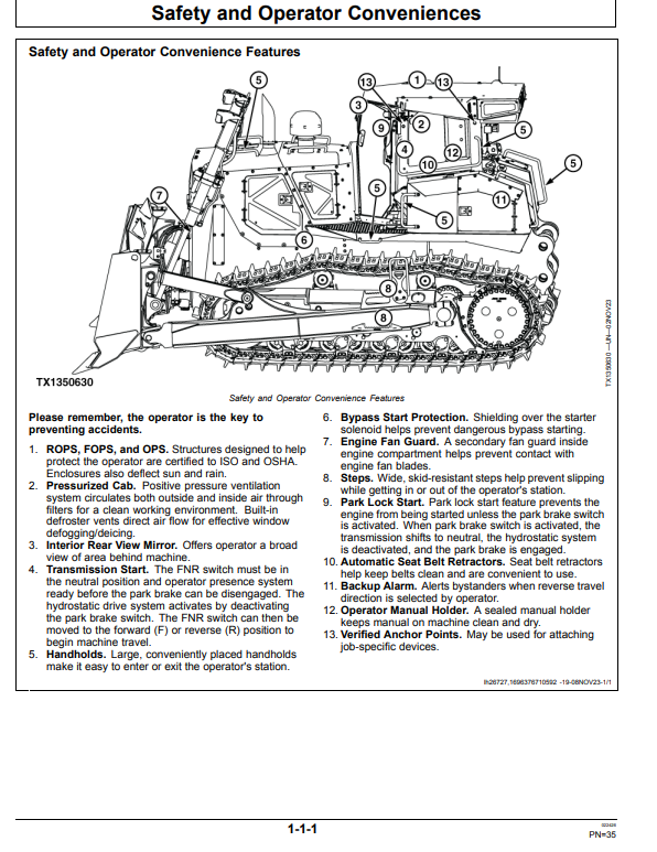 JOHN DEERE 1050 P CRAWLER DOZER OPERATOR MANUAL OMT466982X019
