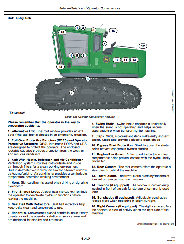 JOHN DEERE 2154G FORESTRY EXCAVATOR OPERATOR MANUAL OMT477395X019