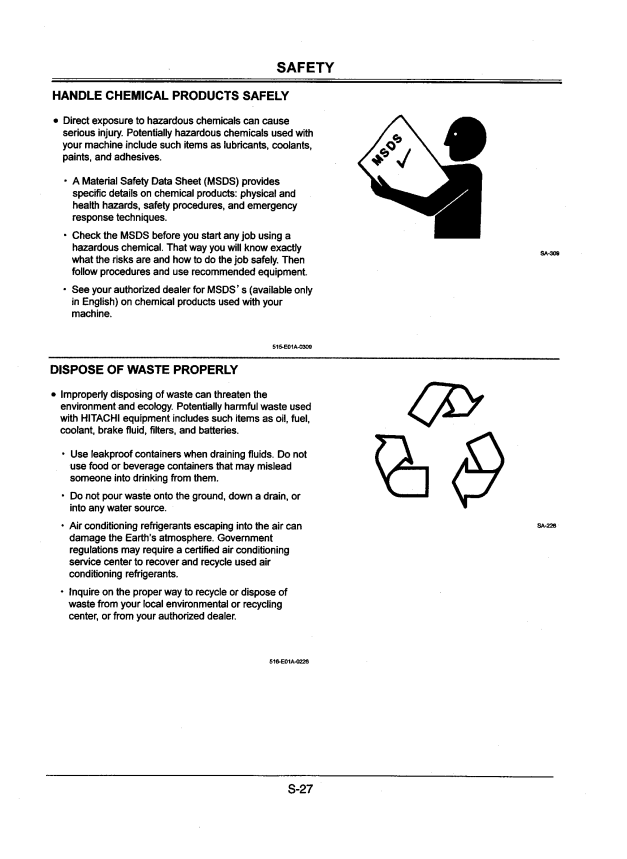 HITACHI EX270-5, EX270LC-5, EX280H-5, EX280LCH-5 EXCAVATOR OPERATOR MANUAL EM15J21