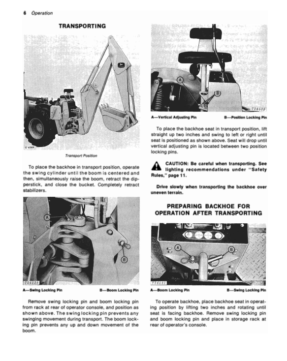 JOHN DEERE 9250 BACKHOE OPERATOR MANUAL OMT39490
