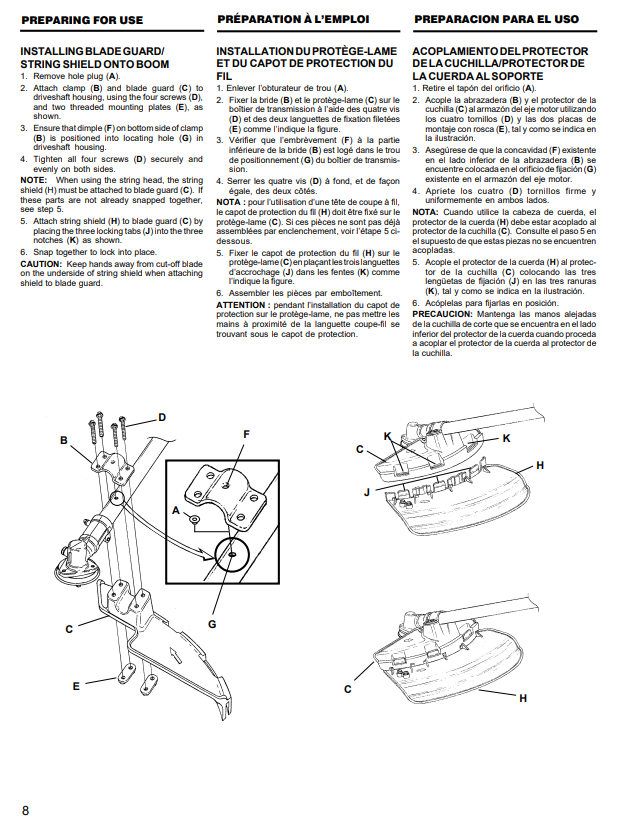 JOHN DEERE XT105SB - UT15144, XT140SB - UT15149 STRING TRIMMER / BRUSHCUTTER OWNER MANUAL OMPS01090