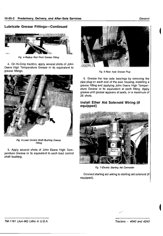 JOHN DEERE 4040, 4240 TRACTOR TECHNICAL MANUAL TM1181