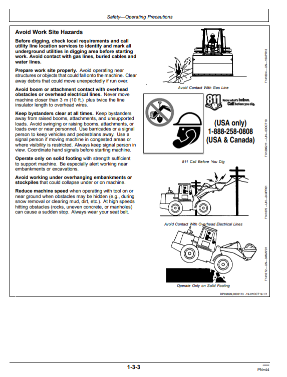 JOHN DEERE 444K 4WD LOADER OPERATOR MANUAL OMT337062X19