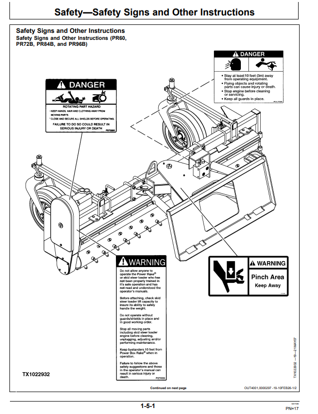 JOHN DEERE PR60, PR72B, PR72C, PR84B, PR84C, PR96B AND PR96C POWER RAKE OPERATOR MANUAL OMT209893