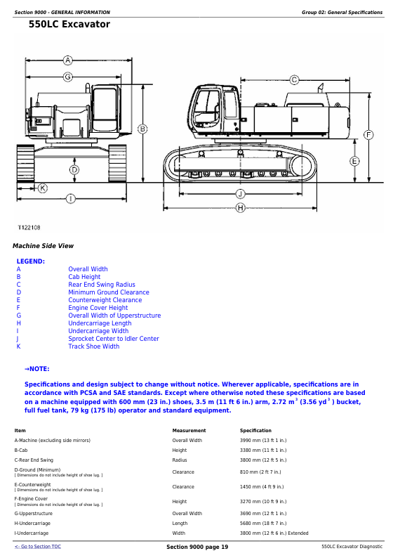 JOHN DEERE 550LC EXCAVATOR DIAGNOSTIC OPERATION AND TEST MANUAL TM1807