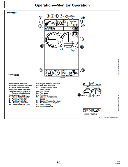 JOHN DEERE 135 P EXCAVATOR OPERATOR MANUAL OMT480092X019