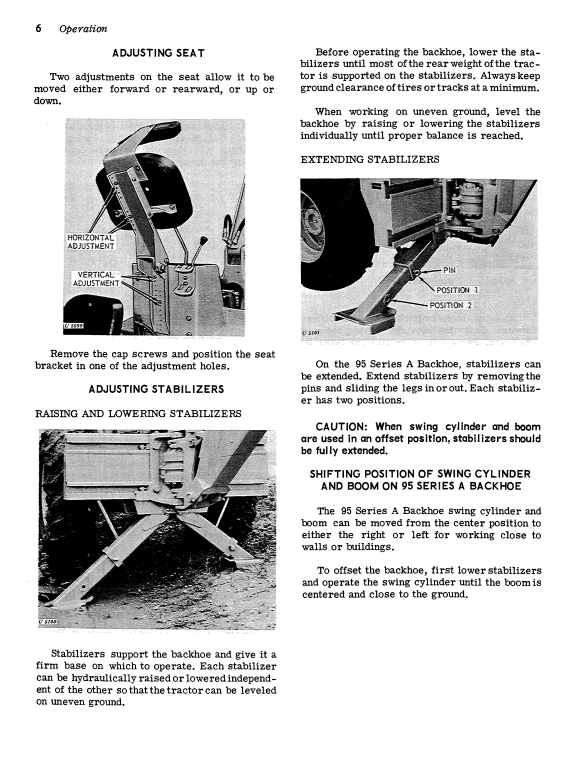 JOHN DEERE 93 SERIES A, 94 AND 95 SERIES A BACKHOE OPERATOR MANUAL OMU41396