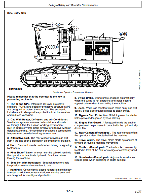 JOHN DEERE 3754G AND 3754GLC FORESTRY EXCAVATOR OPERATOR MANUAL OMT351532X19