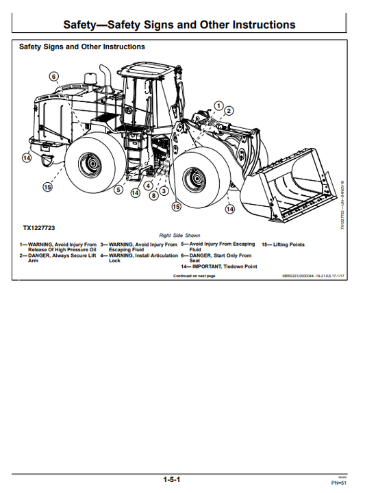 JOHN DEERE 844K 4WD LOADER OPERATOR MANUAL OMT351580X19