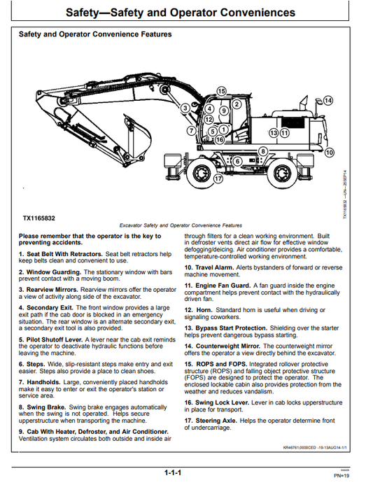 JOHN DEERE 230GW EXCAVATOR OPERATOR MANUAL OMT356703X19