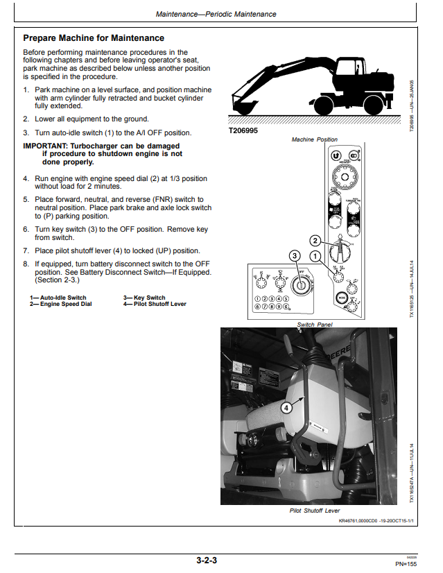 JOHN DEERE 230GW EXCAVATOR OPERATOR MANUAL OMT356703X19