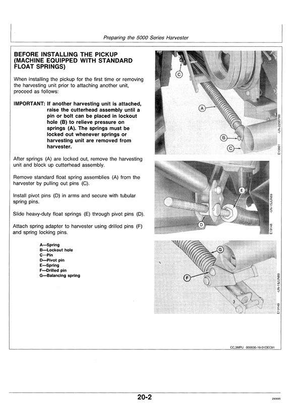 JOHN DEERE 630 AND 645 WINDROW PICKUP OPERATOR MANUAL OMCC42128