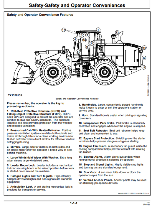 JOHN DEERE 824 P 4WD LOADER OPERATOR MANUAL OMT507399X019