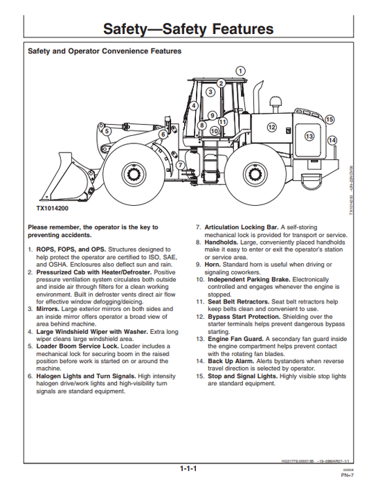 JOHN DEERE 724J LOADER OPERATOR MANUAL OMT182027