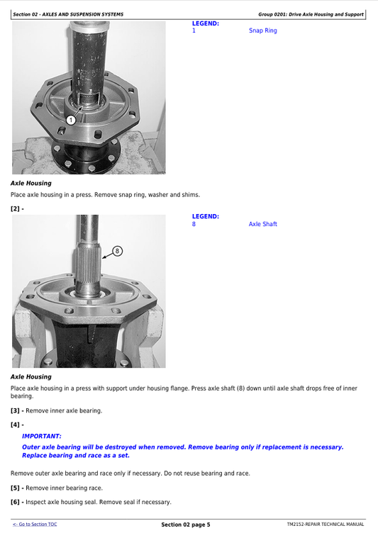 JOHN DEERE 317 AND 320 SKID STEER LOADER, CT322 COMPACT TRACK LOADER REPAIR TECHNICAL MANUAL TM2152