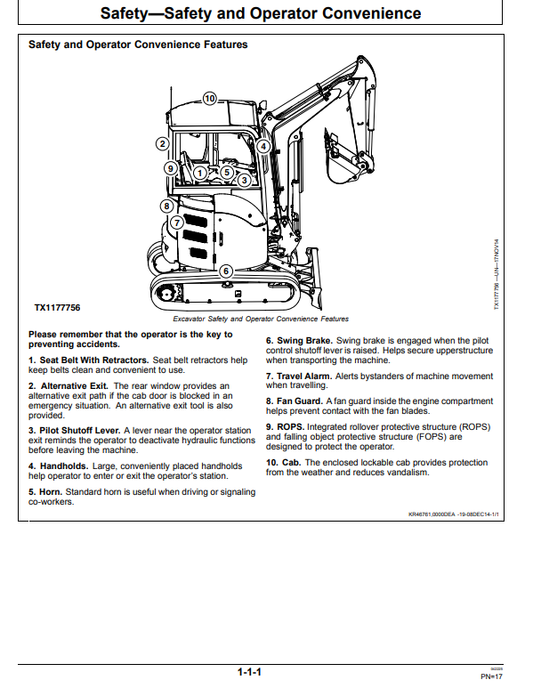 JOHN DEERE 26G COMPACT EXCAVATOR OPERATOR MANUAL OMT361084X19