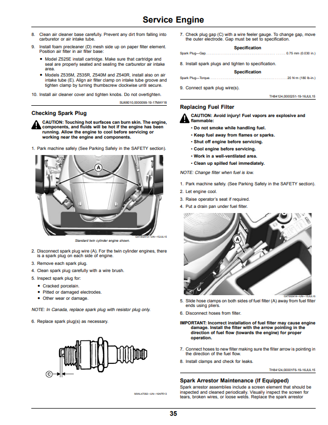 JOHN DEERE Z525E, Z535M, Z535R, Z540M AND Z540R, Z500 SERIES ZTRAK™ OPERATOR MANUAL OMUC24251