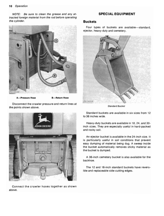 JOHN DEERE 9300 BACKHOE OPERATOR MANUAL OMT42370