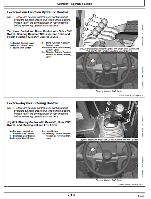 JOHN DEERE 644K 4WD LOADER OPERATOR MANUAL OMT391193X19