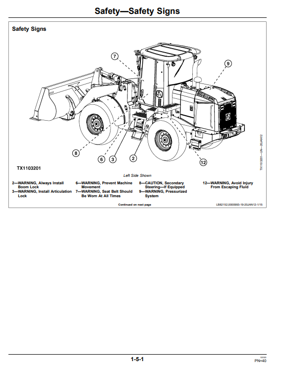 JOHN DEERE 624K 4WD LOADER OPERATOR MANUAL OMT275697