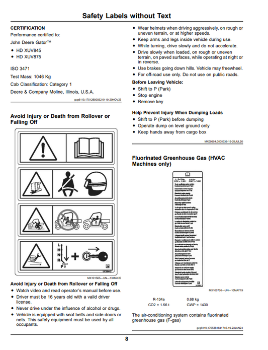 JOHN DEERE XUV875M, XUV875R GATOR™ UTILITY VEHICLES OPERATOR MANUAL OMUC36623E