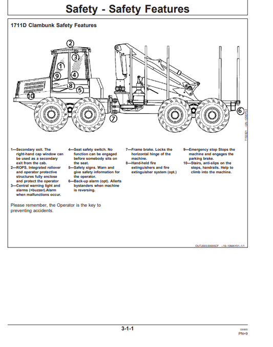 JOHN DEERE 1711D CLAMBUNK OPERATOR MANUAL F066886