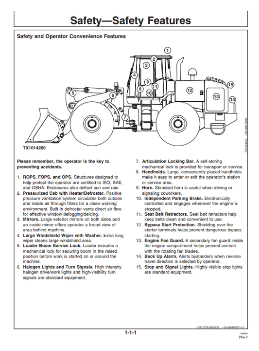 JOHN DEERE 744J AND 824J LOADER OPERATOR MANUAL OMT182029