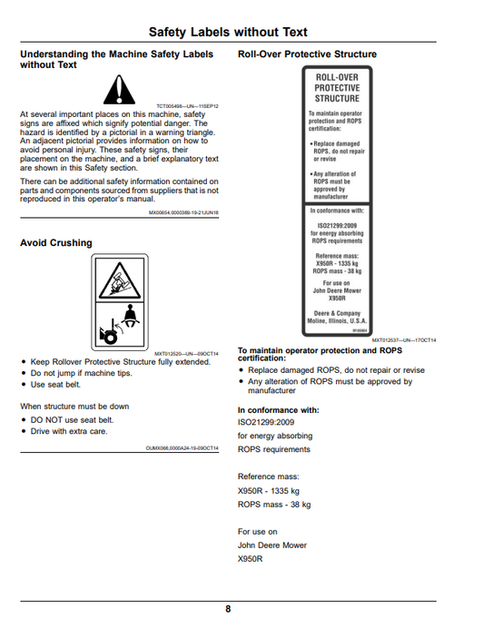 JOHN DEERE X950R TRACTOR OPERATOR MANUAL OMUC26888