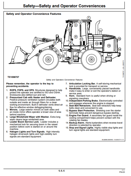 JOHN DEERE 624K LOADER OPERATOR MANUAL OMT231641
