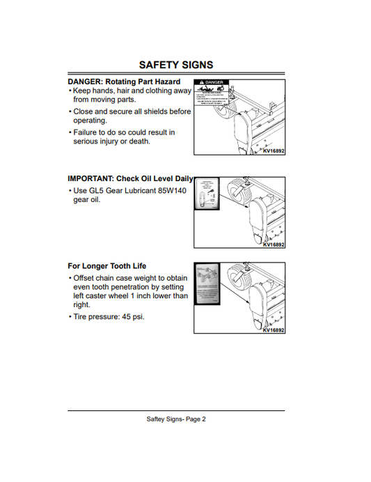 JOHN DEERE POWER RAKE PR72 AND PR96 FOR 240, 250, 260, 270 AND 4475, 5575, 6675, 7775, 8875 SKID STEER OPERATOR MANUAL OMKV16793