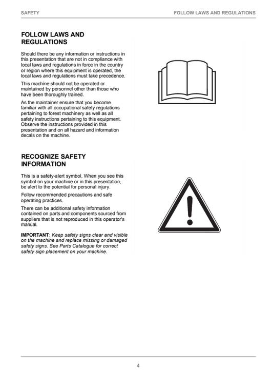 JOHN DEERE 1270E, 1470E CTL HARVESTER OPERATOR INSTRUCTION MANUAL F074145