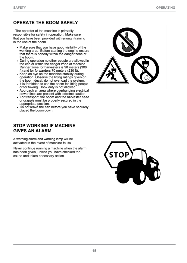 JOHN DEERE 1270E, 1470E CTL HARVESTER OPERATOR INSTRUCTION MANUAL F074145
