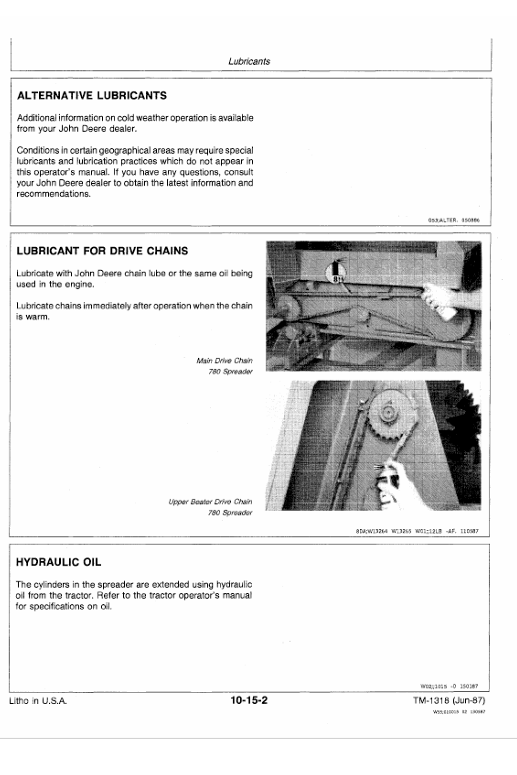 JOHN DEERE 450, 780 HYDRA – PUSH MANURE SPREADER TECHNICAL MANUAL TM1318