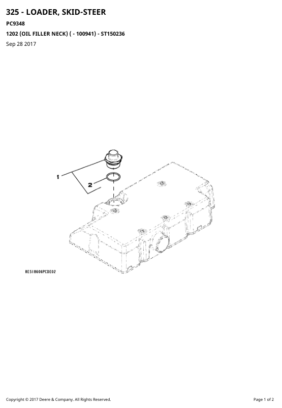 JOHN DEERE 325 SKID STEER PARTS CATALOGUE MANUAL PC9348
