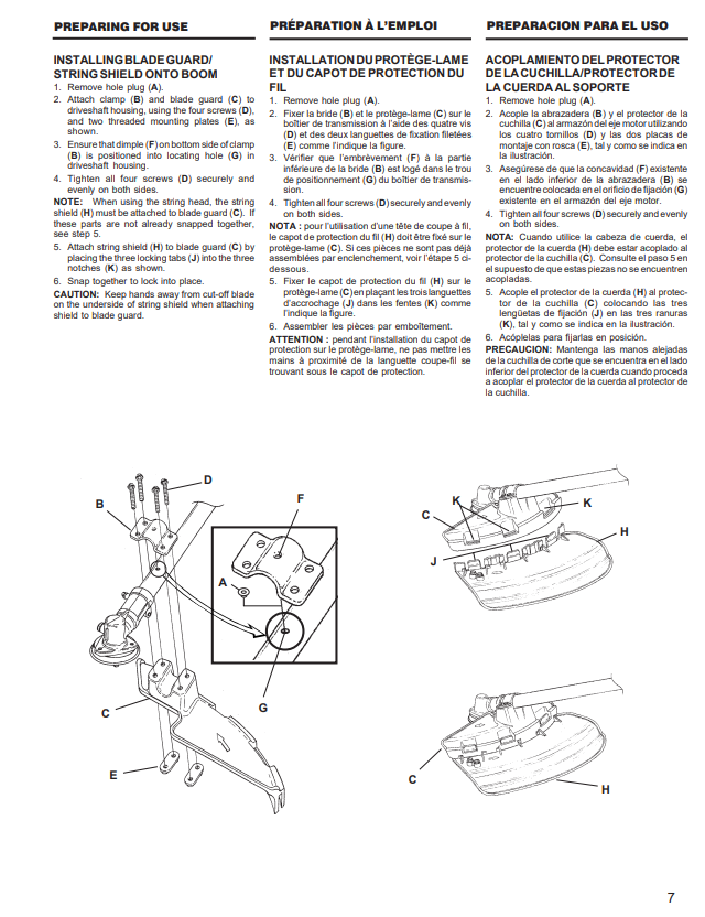 JOHN DEERE XT140 UT15146 STRING TRIMMER / BRUSHCUTTER OWNER MANUAL OMPS01075