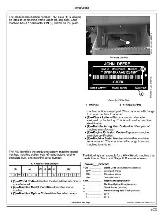 JOHN DEERE 644K HYBRID 4WD LOADER OPERATOR MANUAL OMT276750