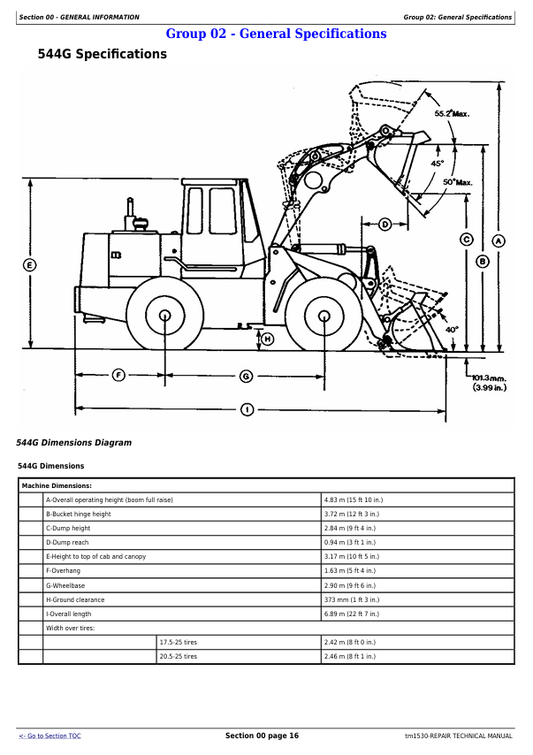 JOHN DEERE 544G, 544G LL, 544G TC, 624G AND 644G 4WD LOADER REPAIR TECHNICAL MANUAL TM1530