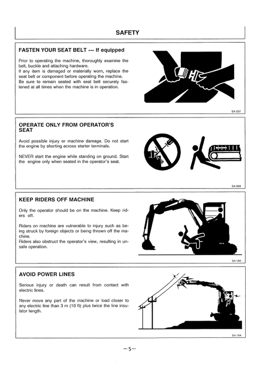 HITACHI EX20UR-2, EX30UR-2, EX40UR-2, EX55UR EXCAVATOR OPERATOR MANUAL EM1BG11