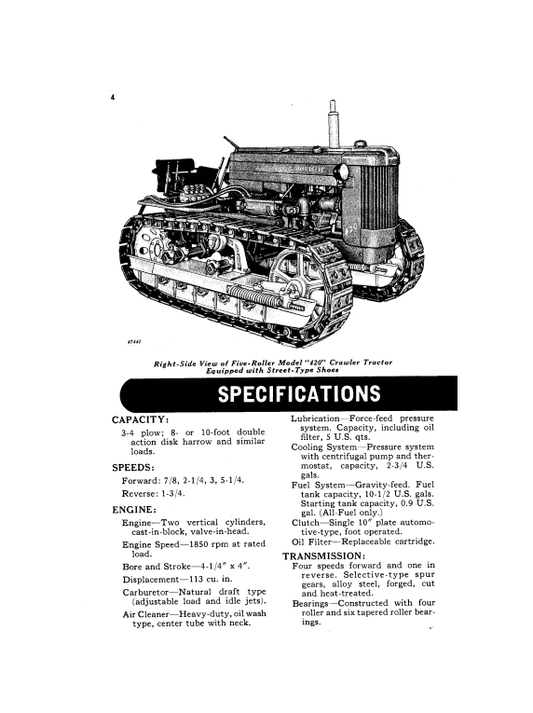JOHN DEERE 420 CRAWLER TRACTOR OPERATOR MANUAL OMT20