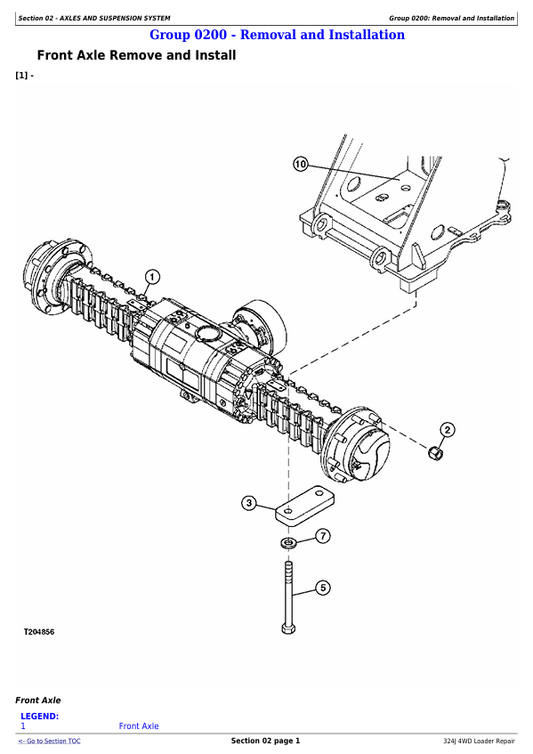 JOHN DEERE 324J 4WD LOADER REPAIR TECHNICAL MANUAL TM12586