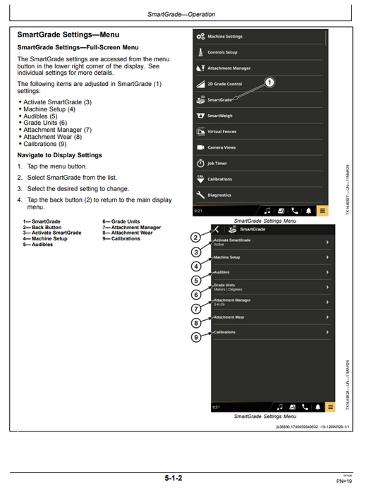 JOHN DEERE 210 P, 230 P, 260 P GRADE CONTROL—SMARTGRADE™ WITH TOPCON EXCAVATOR OPERATOR MANUAL OMT503263X019
