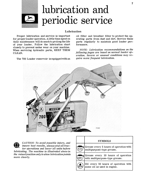 JOHN DEERE 700 LOADER OPERATOR MANUAL OMU15511