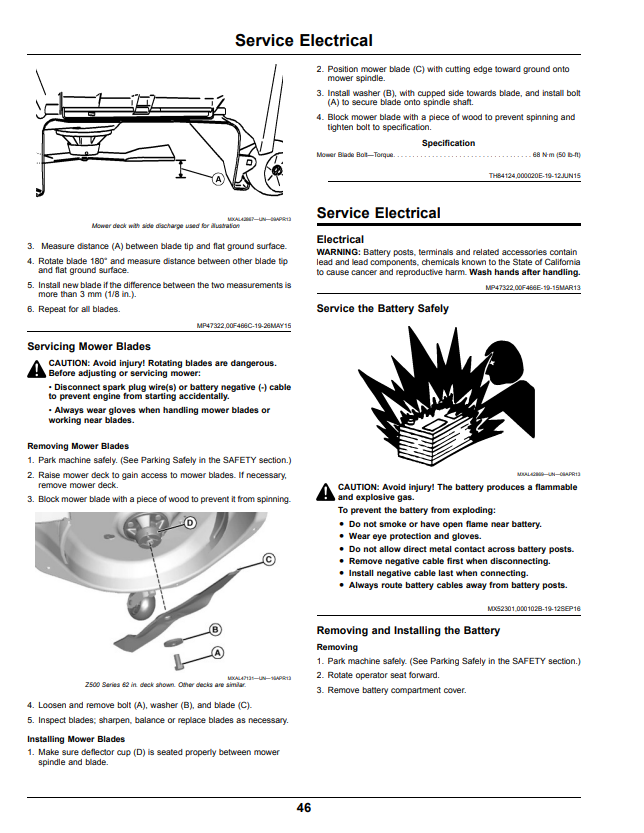 JOHN DEERE Z525E, Z535M, Z535R, Z540M AND Z540R, Z500 SERIES ZTRAK™ OPERATOR MANUAL OMUC13765