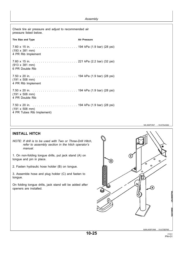 JOHN DEERE 450 SERIES GRAIN DRILL PRE DELIVERY INSTRUCTION MANUAL PDIN200649