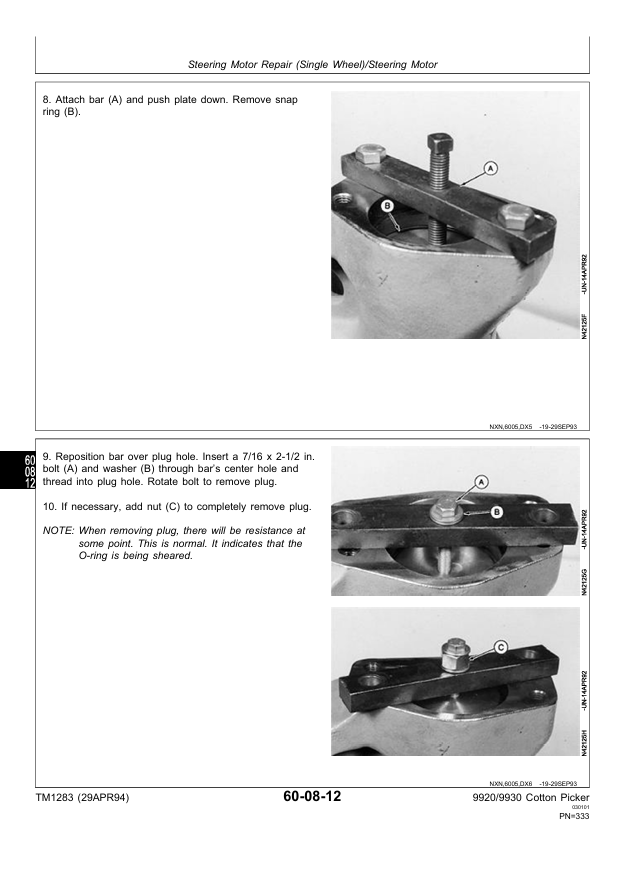 JOHN DEERE 9920 AND 9930 COTTON PICKER TECHNICAL MANUAL TM1283