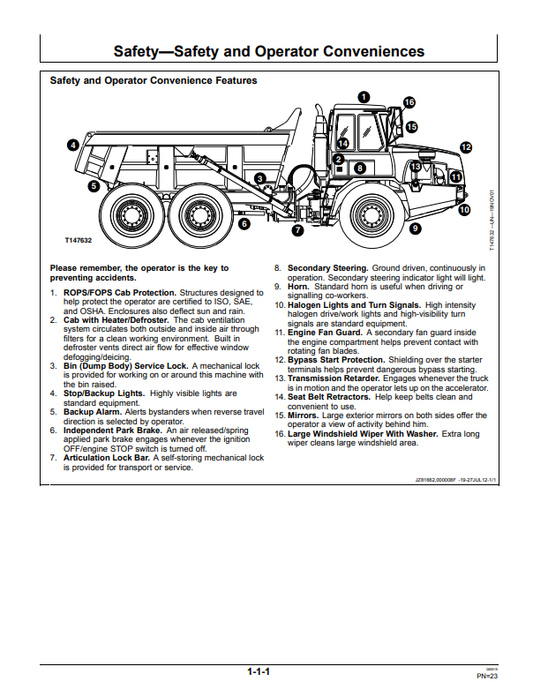 JOHN DEERE 250D AND 300D SERIES II ARTICULATED DUMP TRUCK OPERATOR MANUAL OMT263512