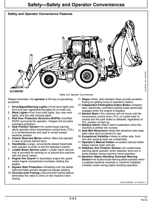 JOHN DEERE 315SL BACKHOE LOADER OPERATOR MANUAL OMT358715X19