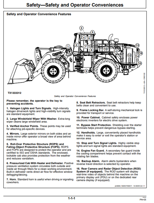 JOHN DEERE 944 X-TIER, GEN A 4WD LOADER OPERATOR MANUAL OMT475046X019