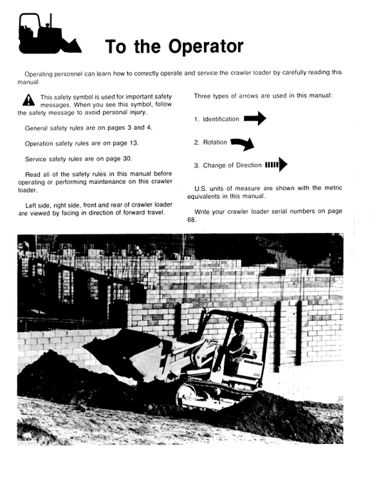 JOHN DEERE JD555 CRAWLER BULLDOZER OPERATOR MANUAL OMT70878